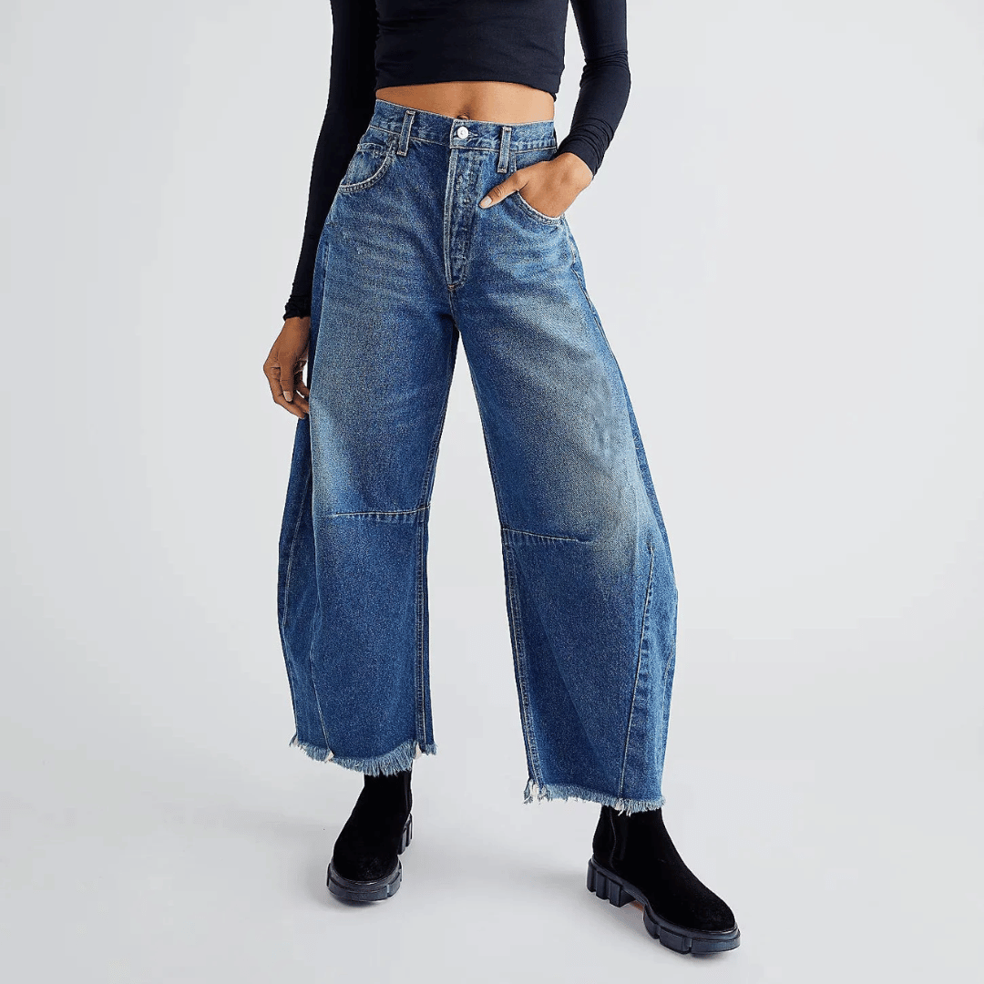 Zoe-Taylor – Jeans Donna a Gamba Ampia Vintage con Vita Alta