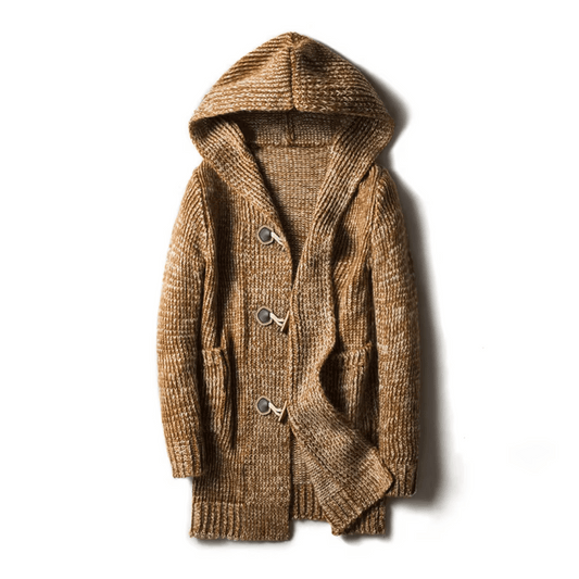 Everest – Cardigan con Cappuccio in Lana Spessa e Chiusure con Alamari