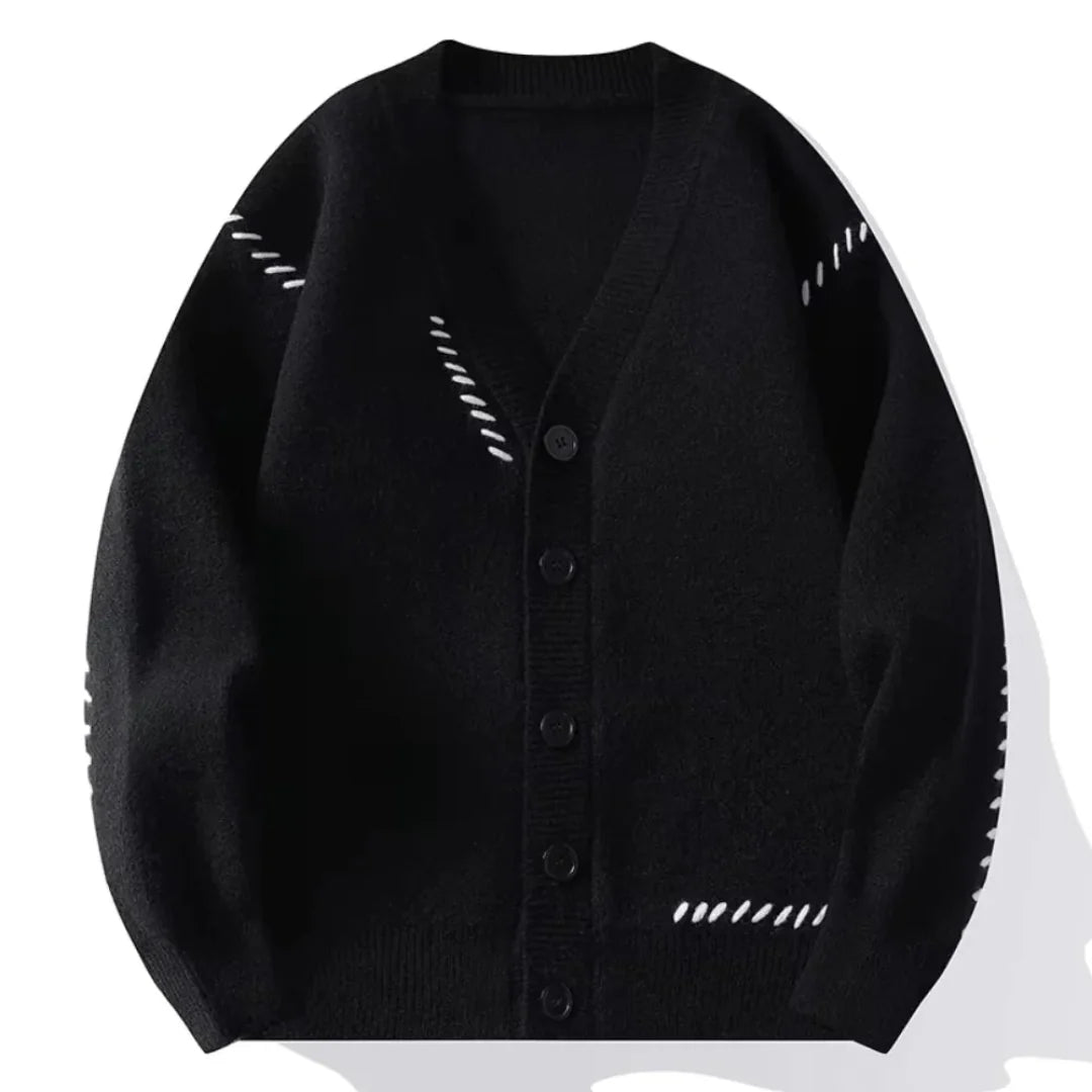 Gregory – Cardigan Uomo in Maglia Patchwork con Scollo a V