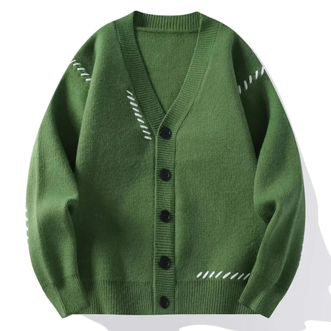 Gregory – Cardigan Uomo in Maglia Patchwork con Scollo a V