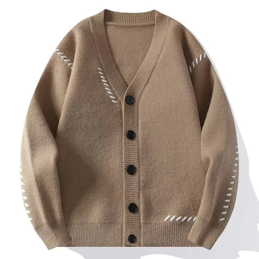 Gregory – Cardigan Uomo in Maglia Patchwork con Scollo a V