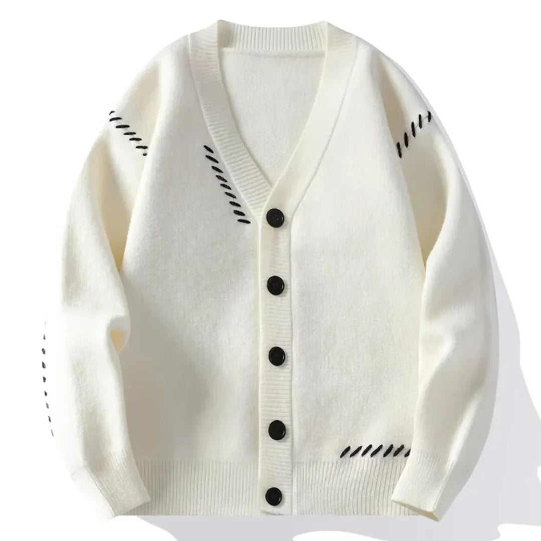 Gregory – Cardigan Uomo in Maglia Patchwork con Scollo a V