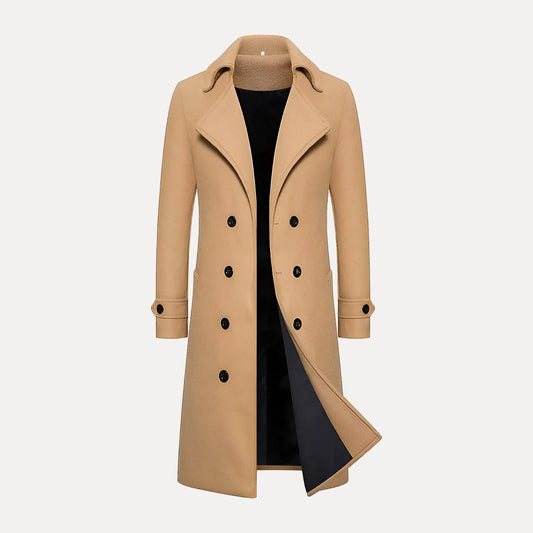 Max – Trench in Lana Doppiopetto con Doppia Filza di Bottoni da Uomo