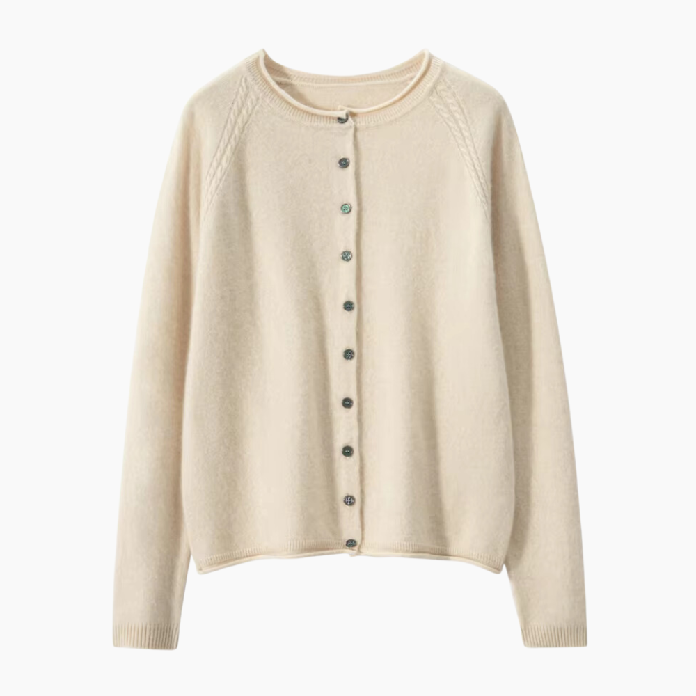 Dahlia – Cardigan Donna in 100% Cashmere con Collo Rotondo