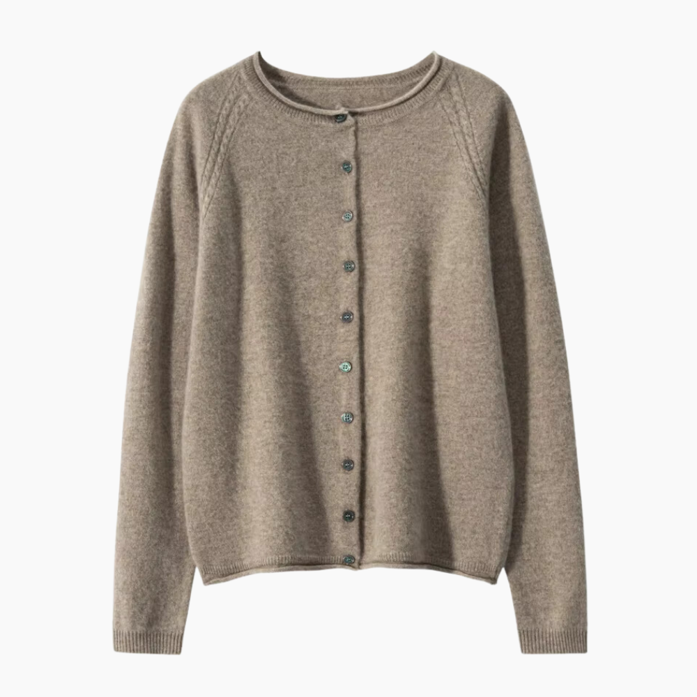 Dahlia – Cardigan Donna in 100% Cashmere con Collo Rotondo